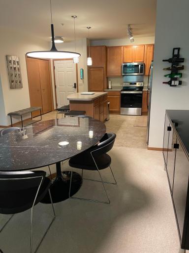 Living space into the kitchen