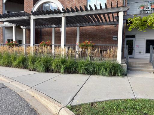 Patio area in front of building