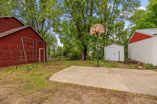 Cement slab. Shed houses the outdoor furnace that is used for efficient heating