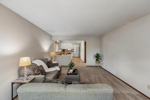 Open concept living room/dining room/kitchen