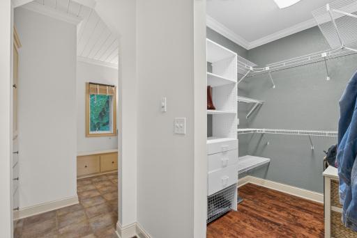 Generous walk-in closet space provides exceptional storage and organization.