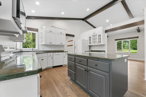 Custom countertops, kitchen island with contrasting colors