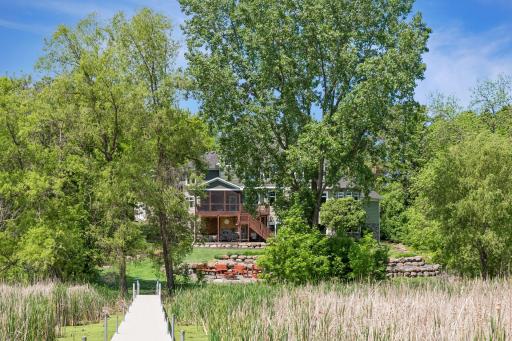 A view from the dock, taking in the view of the home.