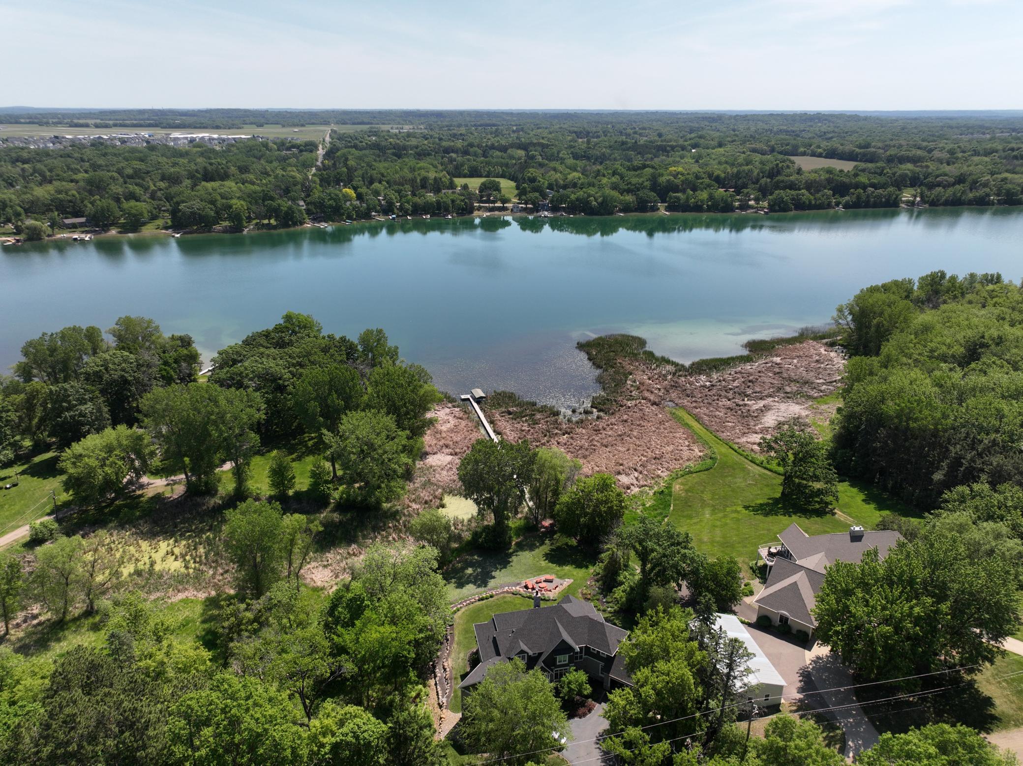 Aerial view of the home and Lake Elmo.