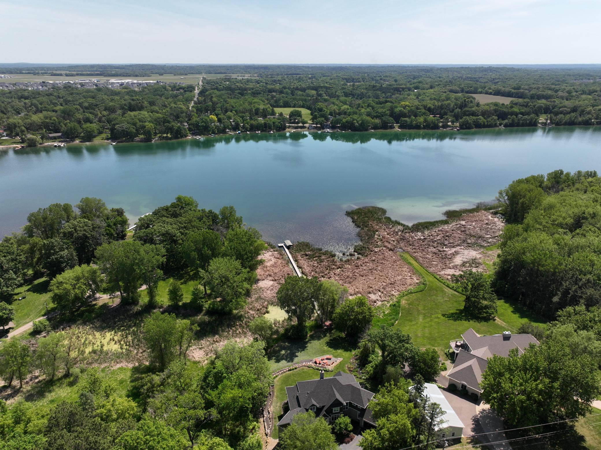Aerial view of the home and Lake Elmo.