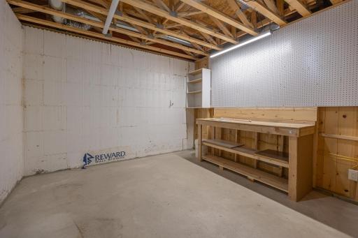 Additional area in lower level for shop or storage