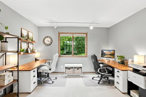 The office with a window that looks to the backyard