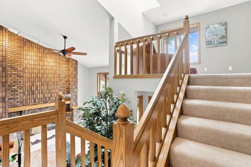 Landing area of the stairs leading from the main level to the upper level