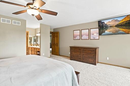Primary bedroom with view of the vanity area