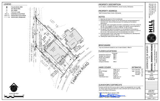 Lot Survey (2048 Tamarack) Camden Model Home