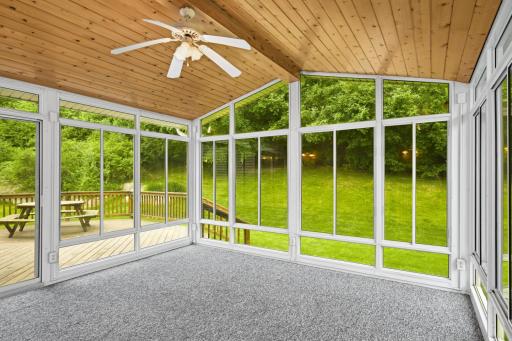 Wonderful 3 season porch off the back of the house--enjoy wooded surroundings without the bugs!