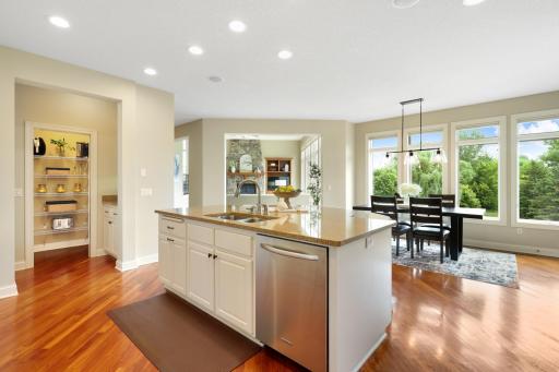 The connected kitchen and informal dining room make for a great place to spend your time