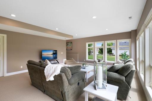 Basement living room with more and more windows