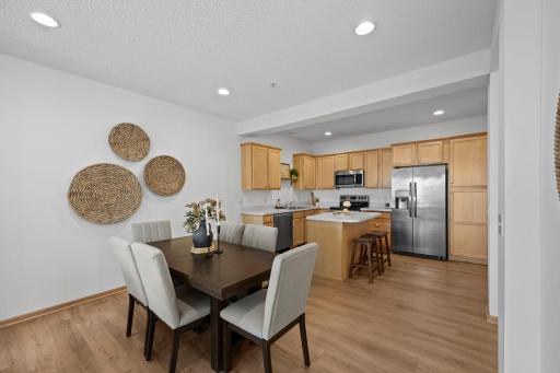 Large dining area between kitchen and living room