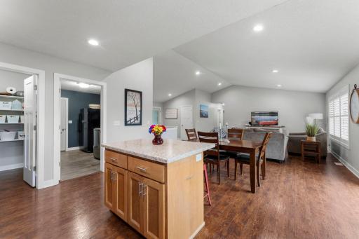 Laundry area is located off of the kitchen.