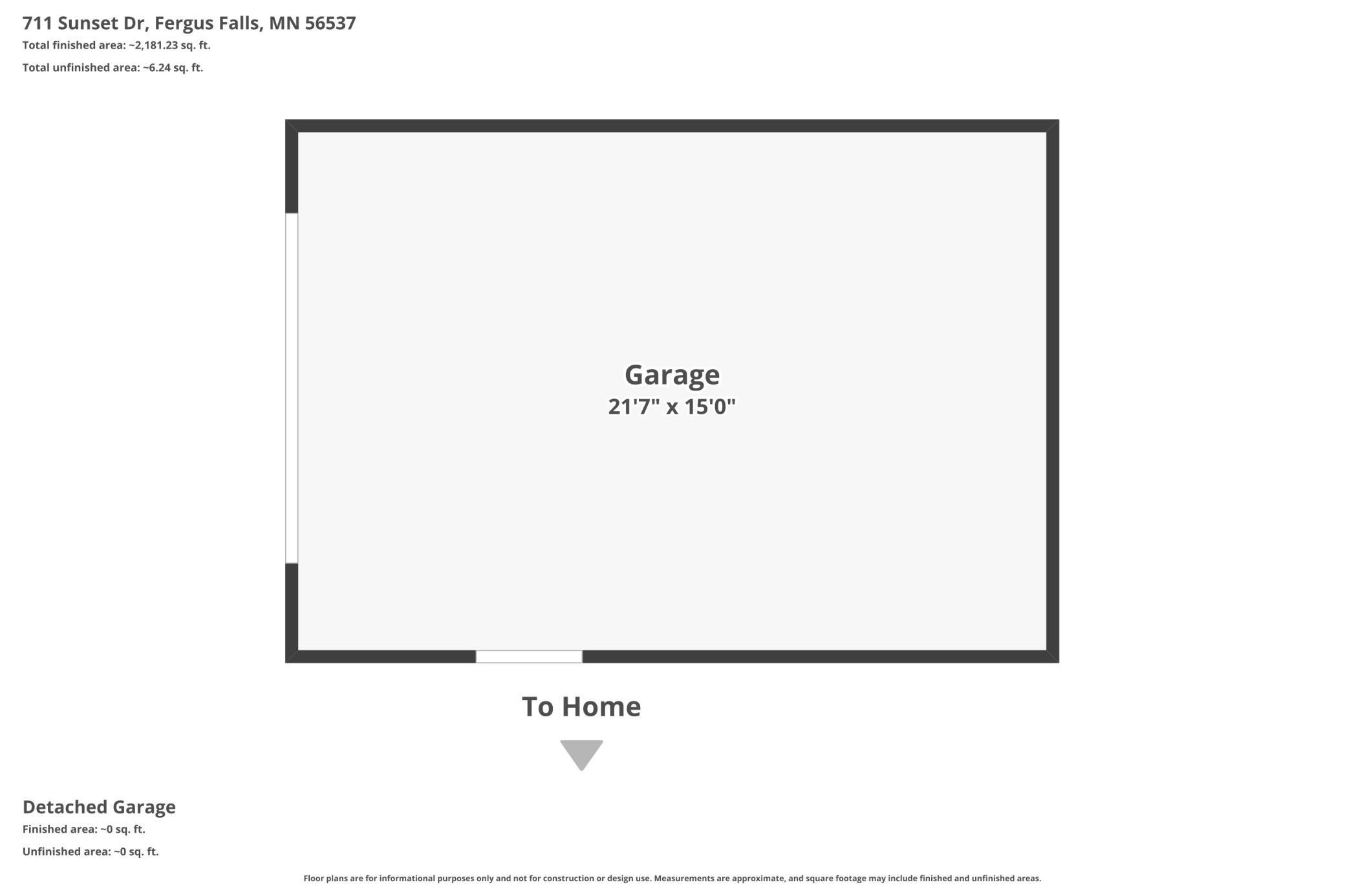 Single Stall Detached Garage Floor Plan