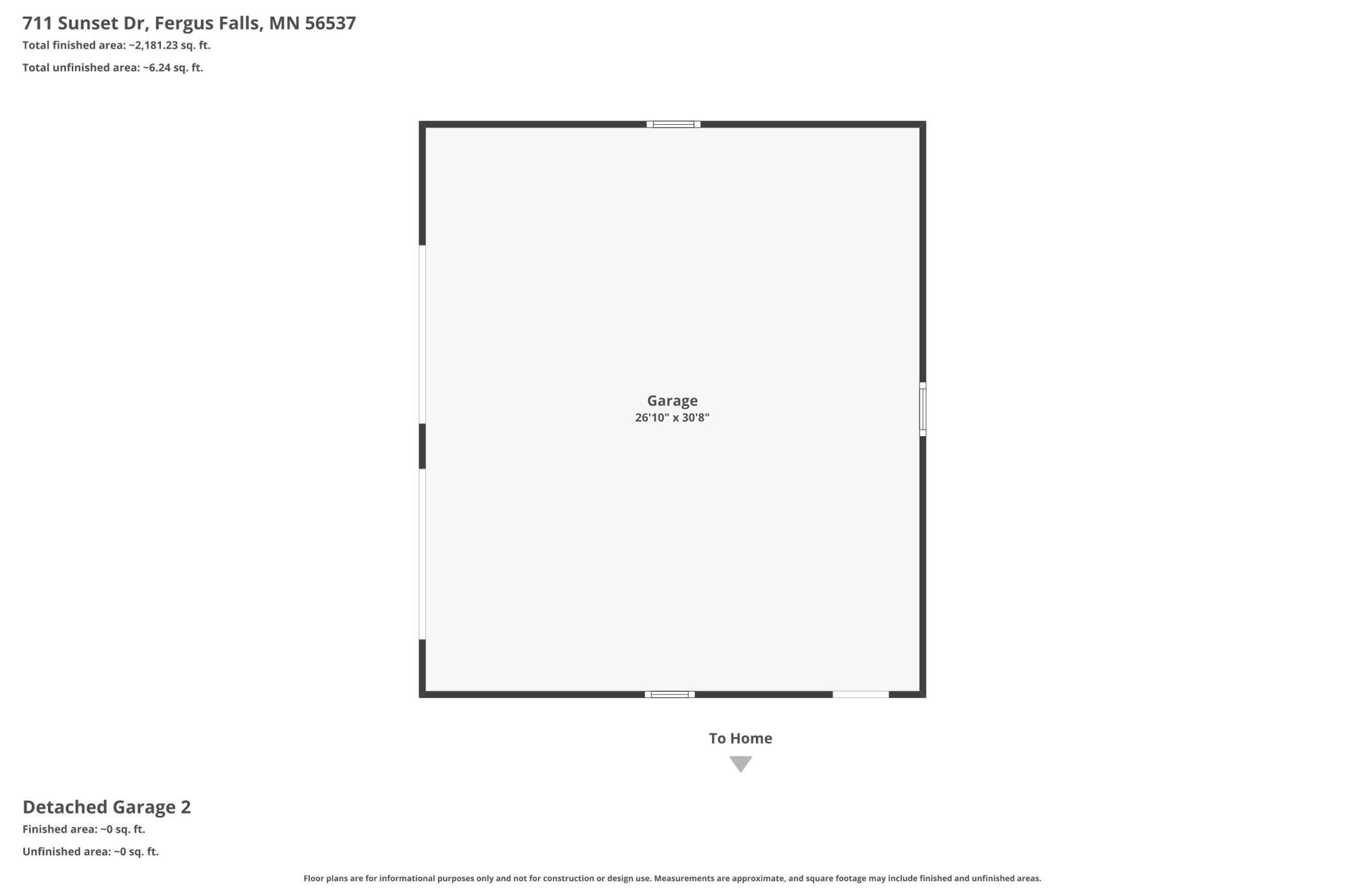 Two Stall Detached Garage Floor Plan