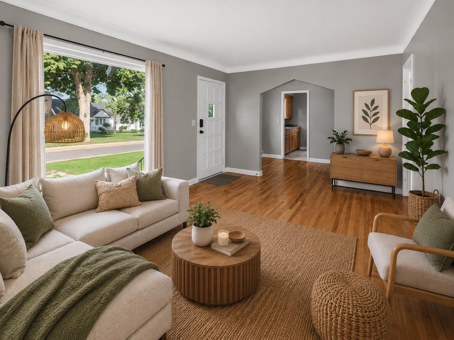 Possible furniture layout with virtual staging