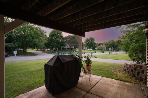 Patio space off family room overlooking green space