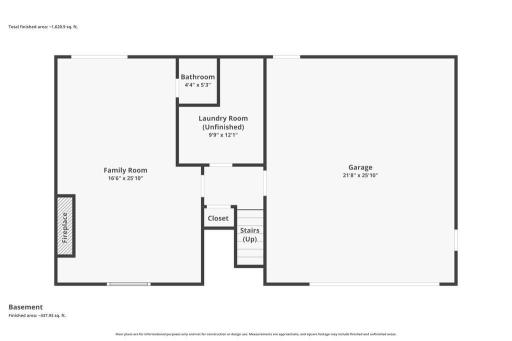 Basement and garage floorplan - 3rd stall garage not pictured.
