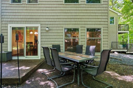 Private wooded Backyard patio.