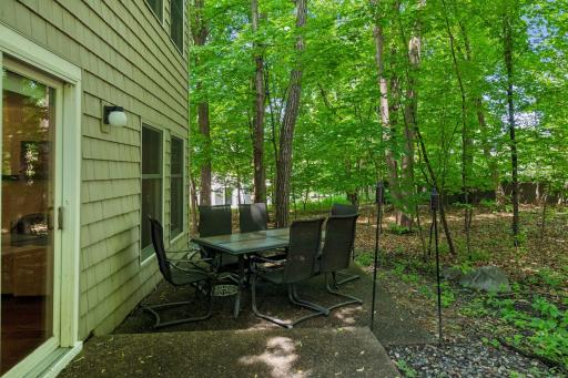 Private wooded Backyard patio.