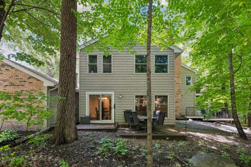Private wooded Backyard patio.