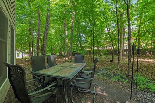 Private wooded Backyard patio.