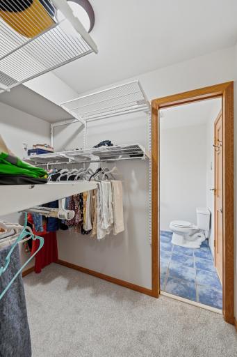 The walk-in closet connects directly to the upstairs bathroom.