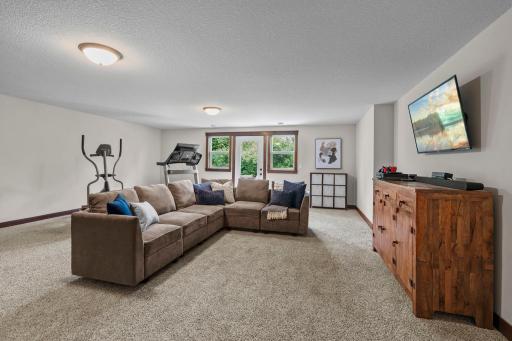 The large lower level family room is perfect for family movie nights. The home's mechanicals really stand out with a 3-zone HVAC system enabling independent temperature control on each level as well as 2 hot water heaters and Kinetico water softener.