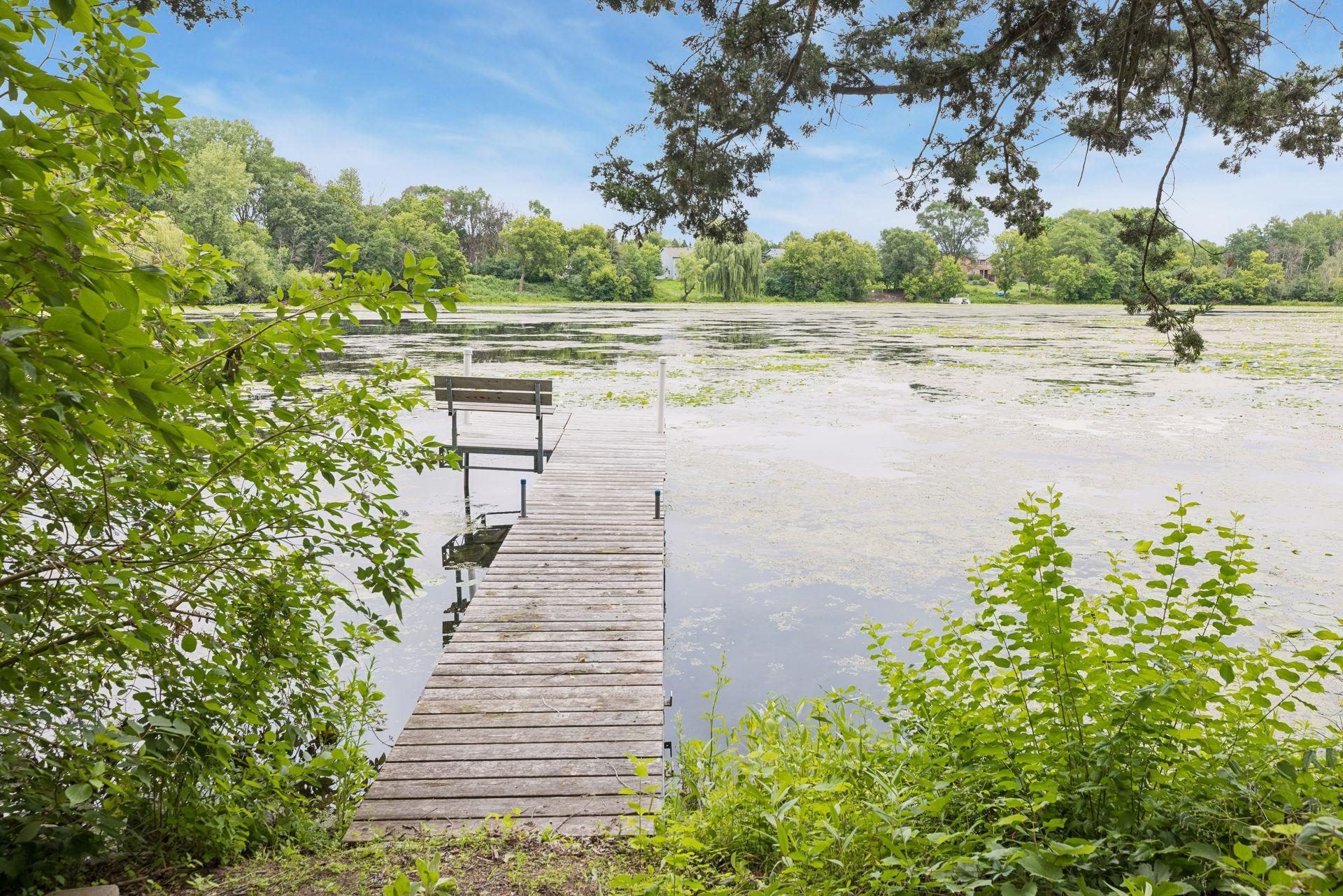Dock to lake view in midsummer. Jump on in to get out on the water, in the water, or just admire the water!