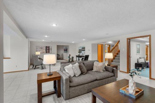 A glimpse of the cozy lower-level family room.