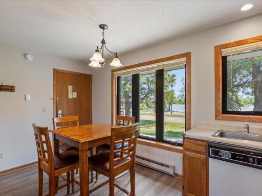 A view from the main floor bedroom to the entrance door.