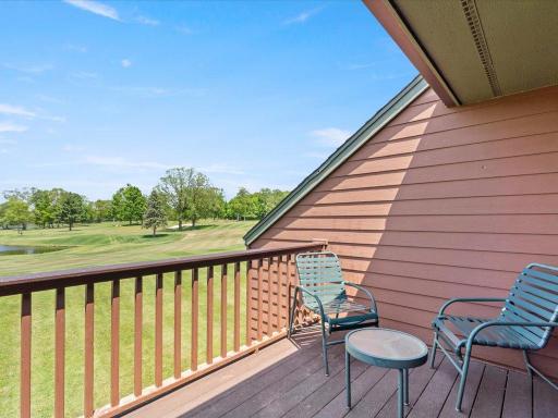 Sit back and relax on the upper level deck with your morning coffee or lunch. Awesome views of a golf course and pond.