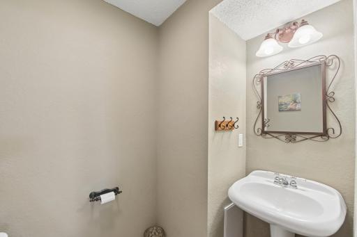 Lower level half bathroom.