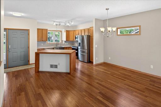 Center island with space for stools