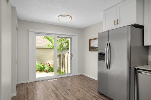 Breakfast nook walks out to the fenced in private patio