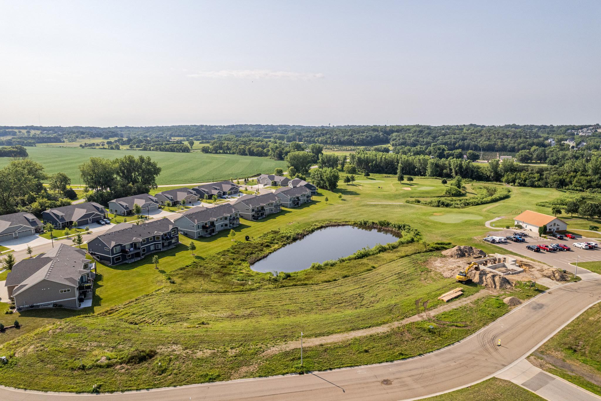 Aerial photo of the Ponds at Highland Hills community!