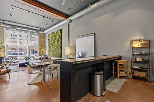 Custom Bar Area & Flexible Entertaining Space with flow and industrial vibes