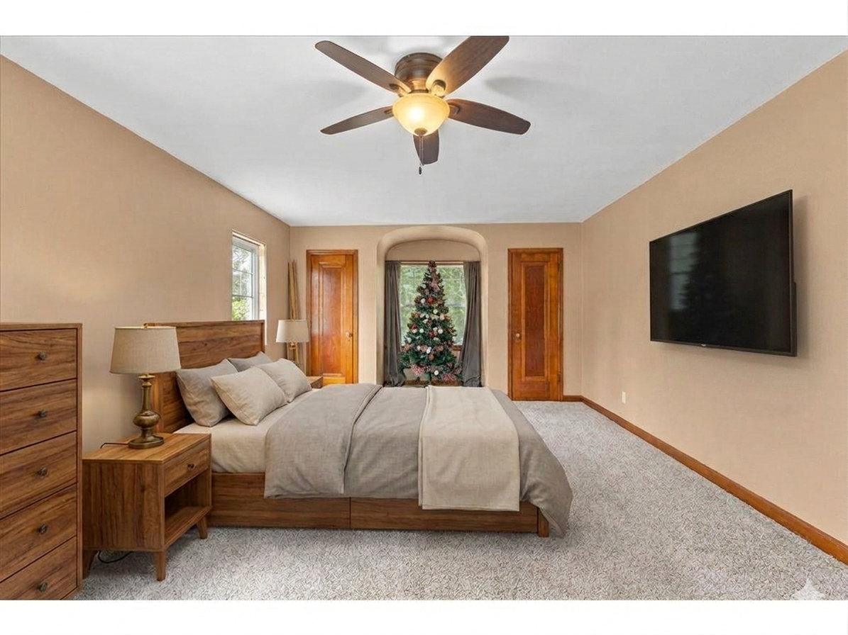 Primary Bedroom has dual closets (virtually staged)