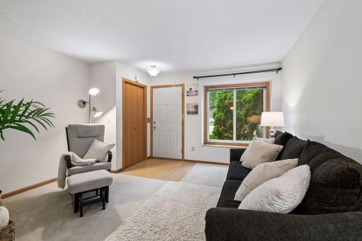 Living room with entry closet and large front window.