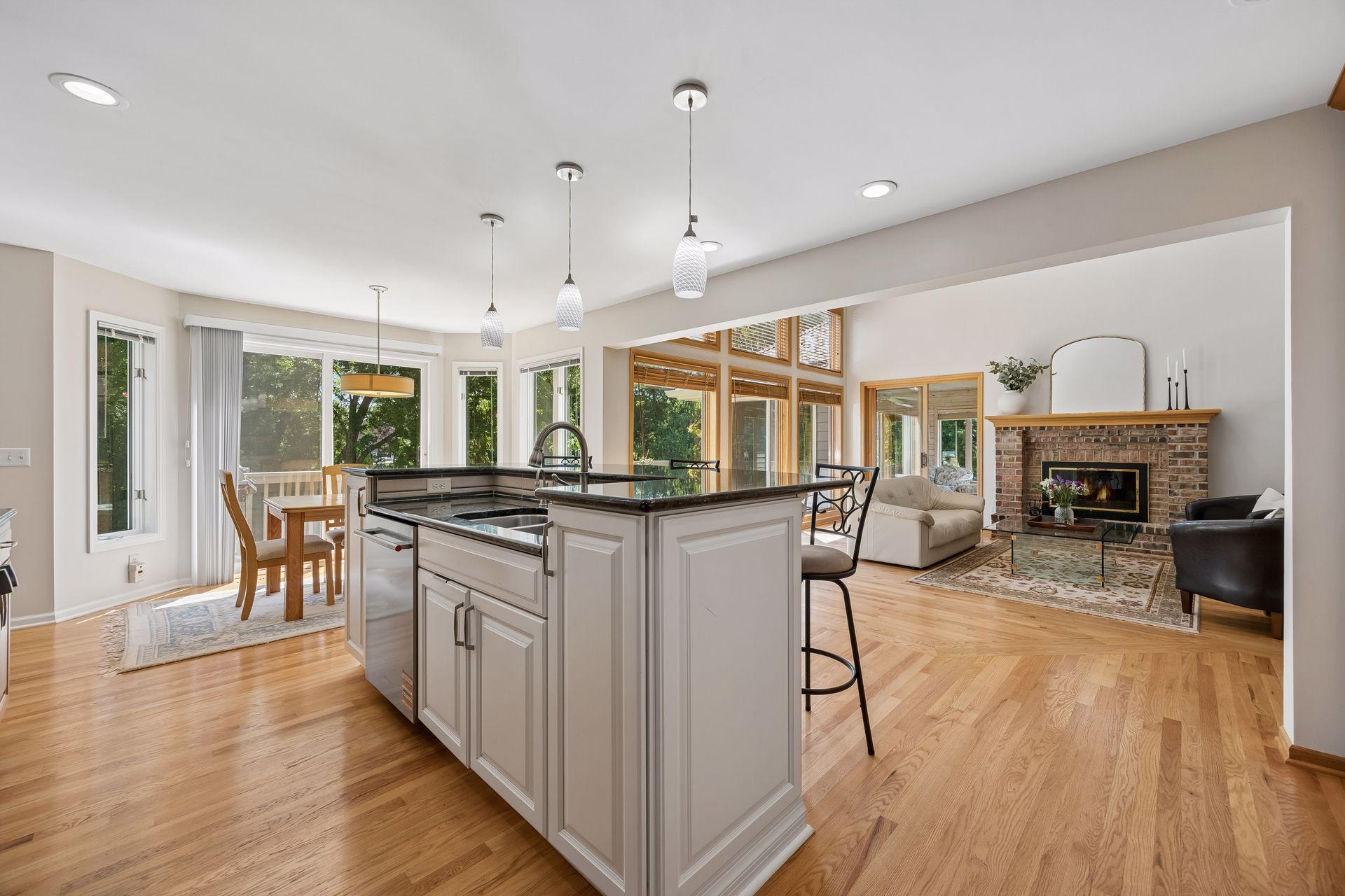 Open-concept kitchen and living area creates one large & inviting space.