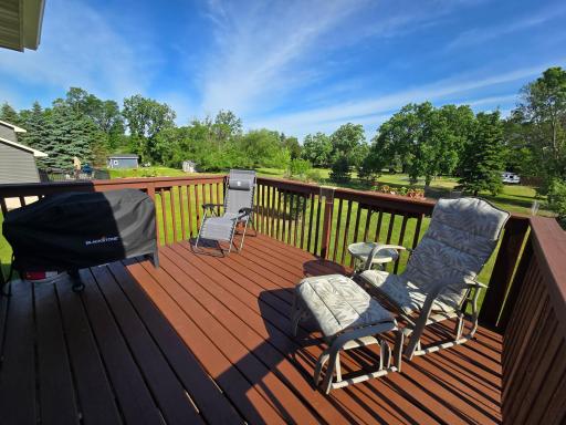 Views of the private deck with no stairs.