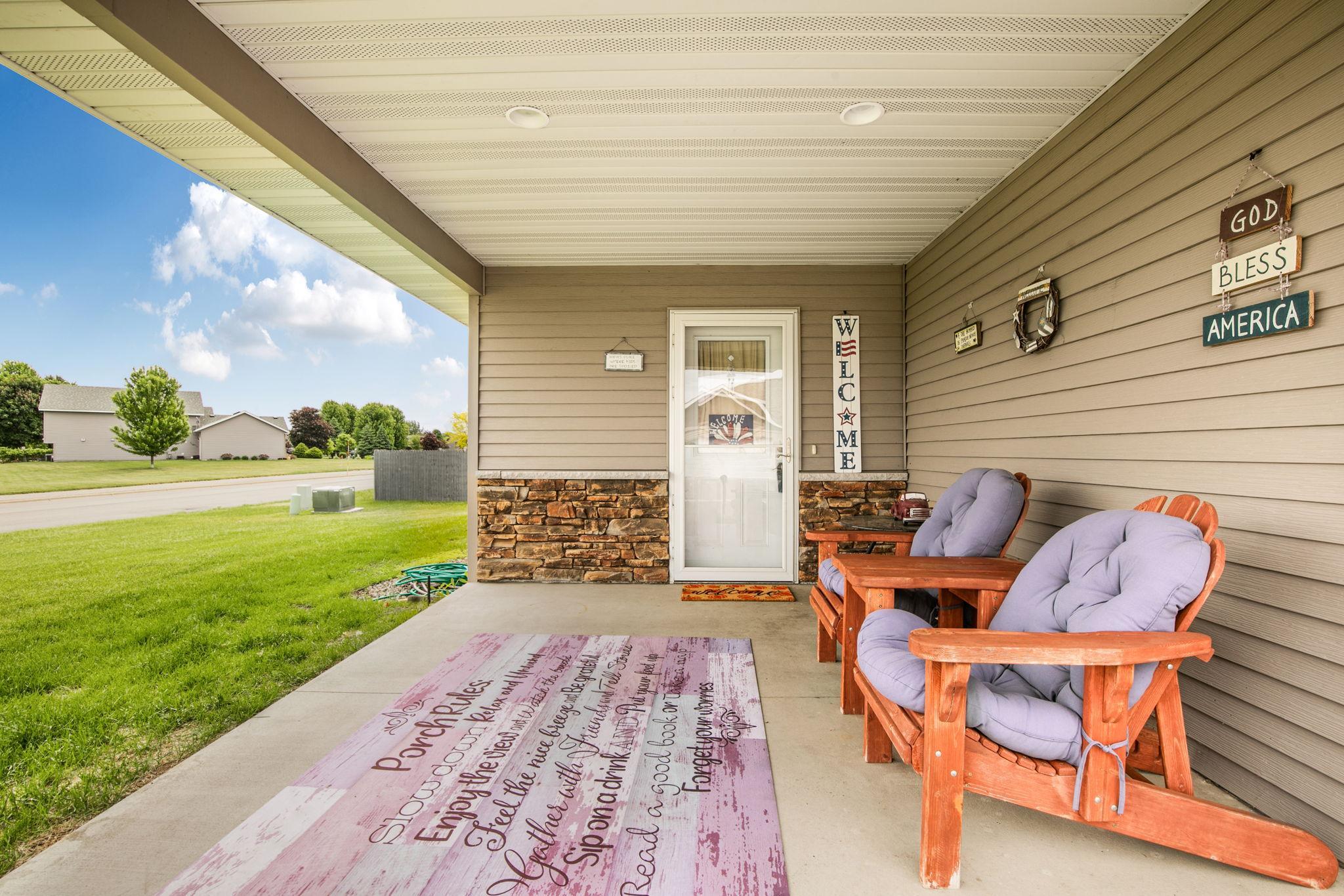 You're welcomed by a large shaded front porch, great place to enjoy a morning coffee or watch summer storms roll in.