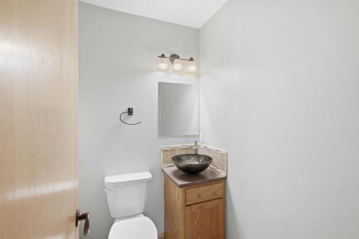 Added bathroom with modern vessel sink
