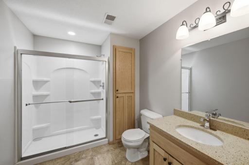 Huge basement bathroom with walk-in shower