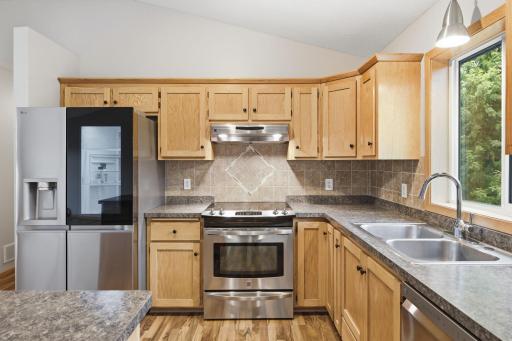 Spacious kitchen with stainless steel appliances
