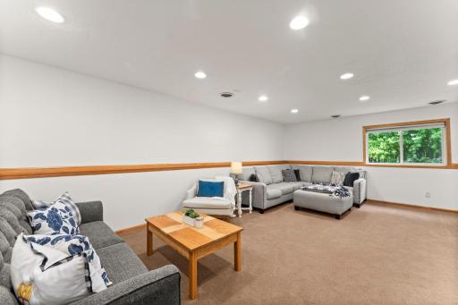Lower level family room has plenty of space for relaxing and game room