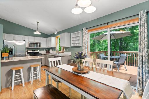 Kitchen and dining room create a nice space for everyday life and entertaining