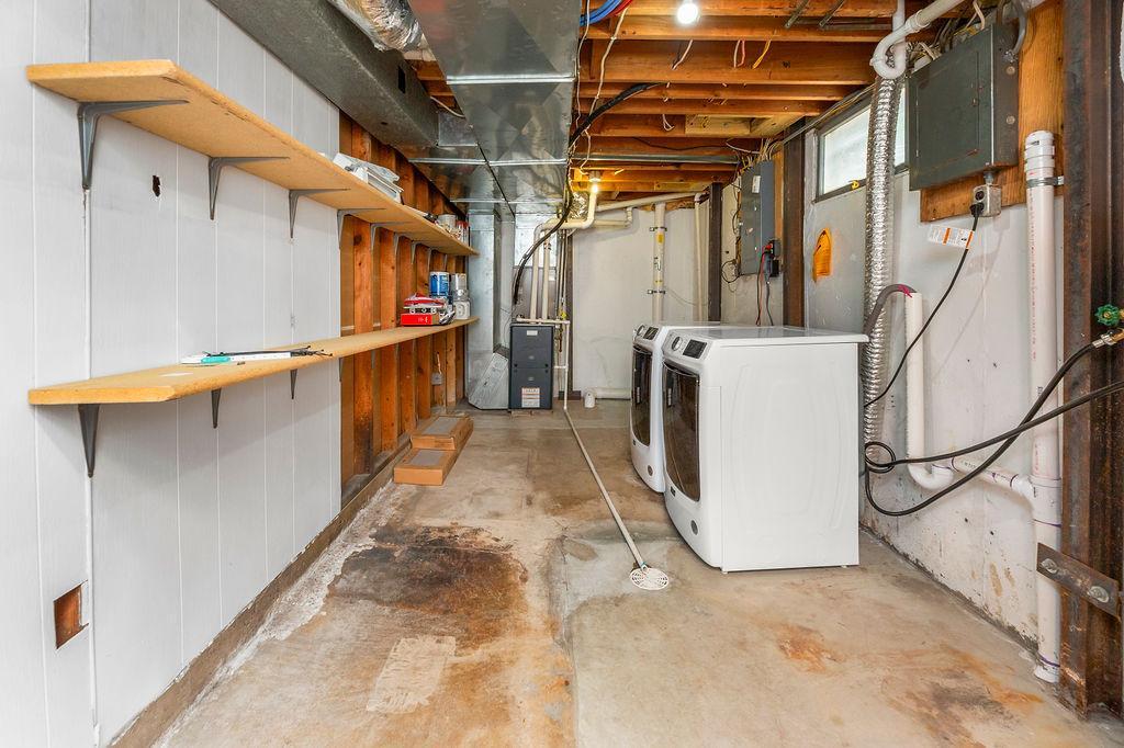 Utility & Laundry Room offers windows, storage, I-beam bracing, Radon mitigation